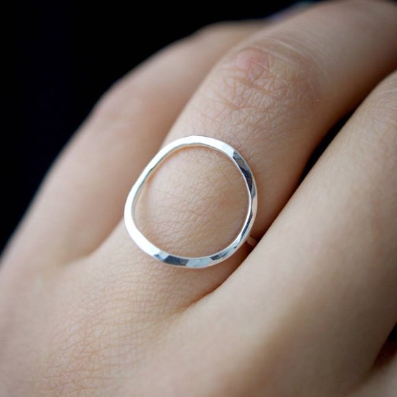 Hand Crafted Jewelry - Hammered Circle Ring in Sterling Silver